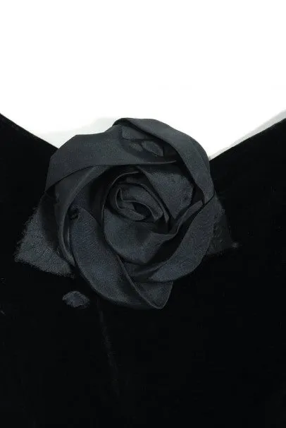 1955 Christian Dior Haute Couture Black Velvet and Pleated Silk Full Party Dress