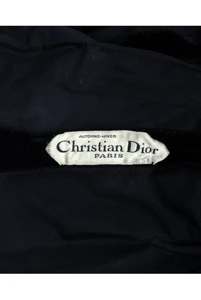 1955 Christian Dior Haute Couture Black Velvet and Pleated Silk Full Party Dress