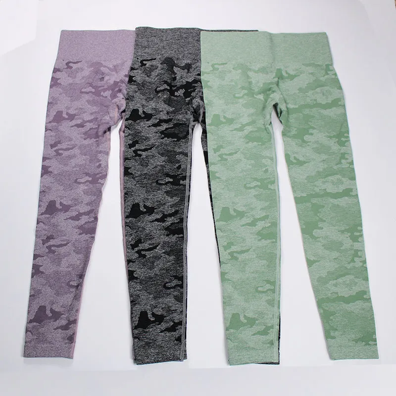 2 Piece Sports Yoga Gym Fitness Camo Athletic Pants Sportswear Leggings Seamless Active Bra Top Set