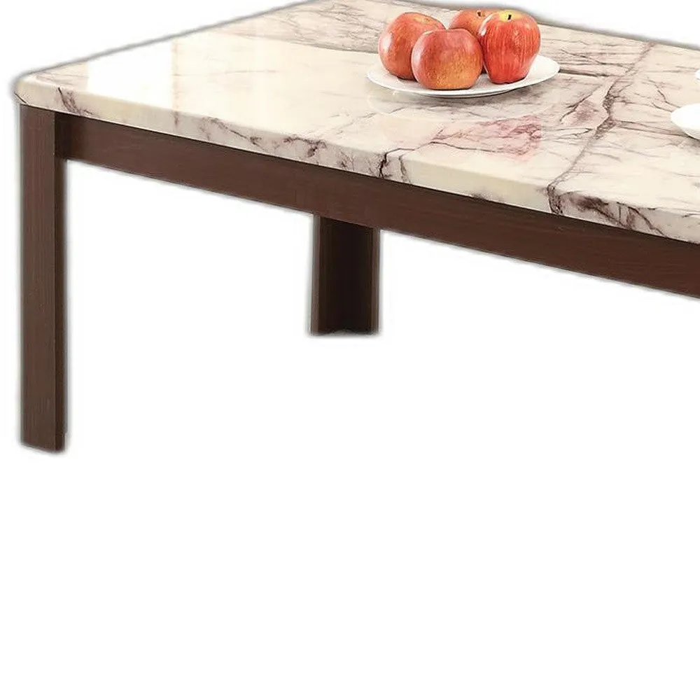 48" X 24" X 18" 3Pc Faux Marble And Cherry Coffee And End Table Set