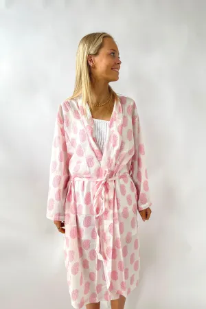 Cotton Robe | Pale Pink Paisley