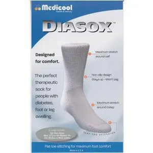 Diasox Seam-Free Diabetes Socks Large, White