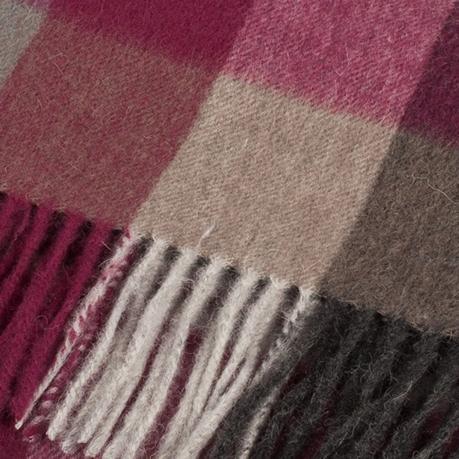 Edinburgh 100% Lambswool Scarf  Checkers - Burgundy