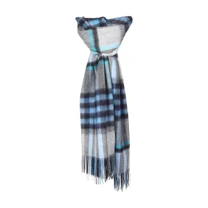 Edinburgh Lambswool Stole Chequer Bright Blue