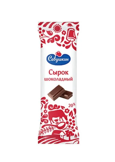 Glazed curd cheese bar 20% with cocoa and vanilla    40g