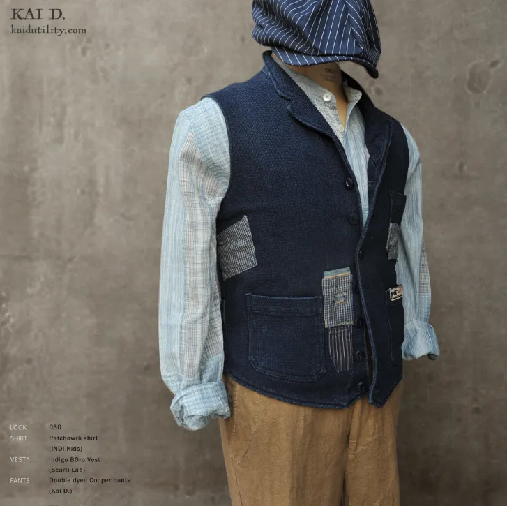 Hand Patched Boro Vest - Deep indigo - S