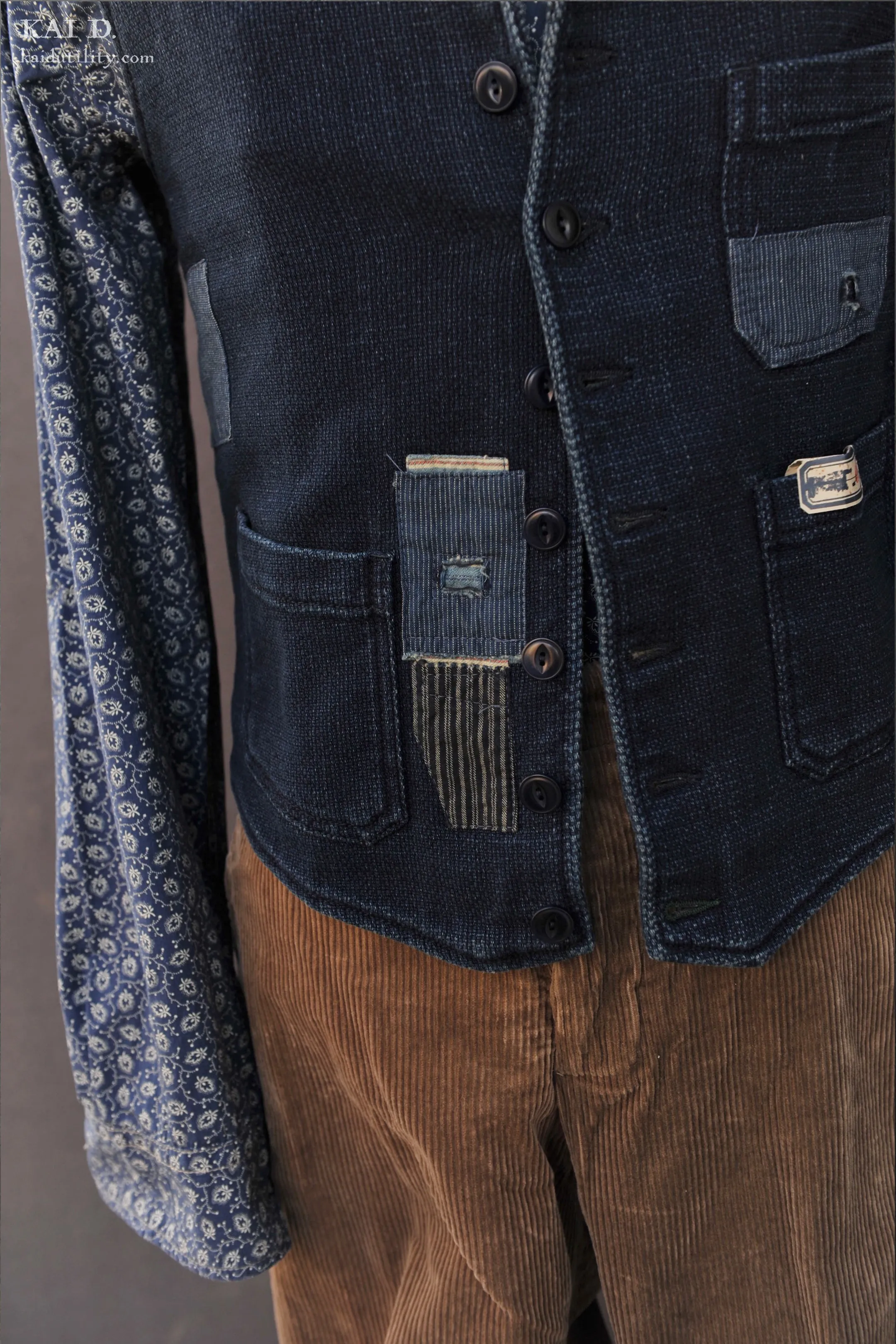 Hand Patched Boro Vest - Deep indigo - S