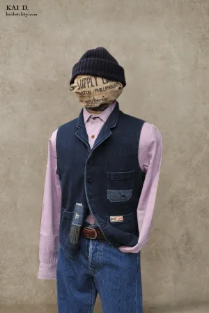 Hand Patched Boro Vest - Deep indigo - S
