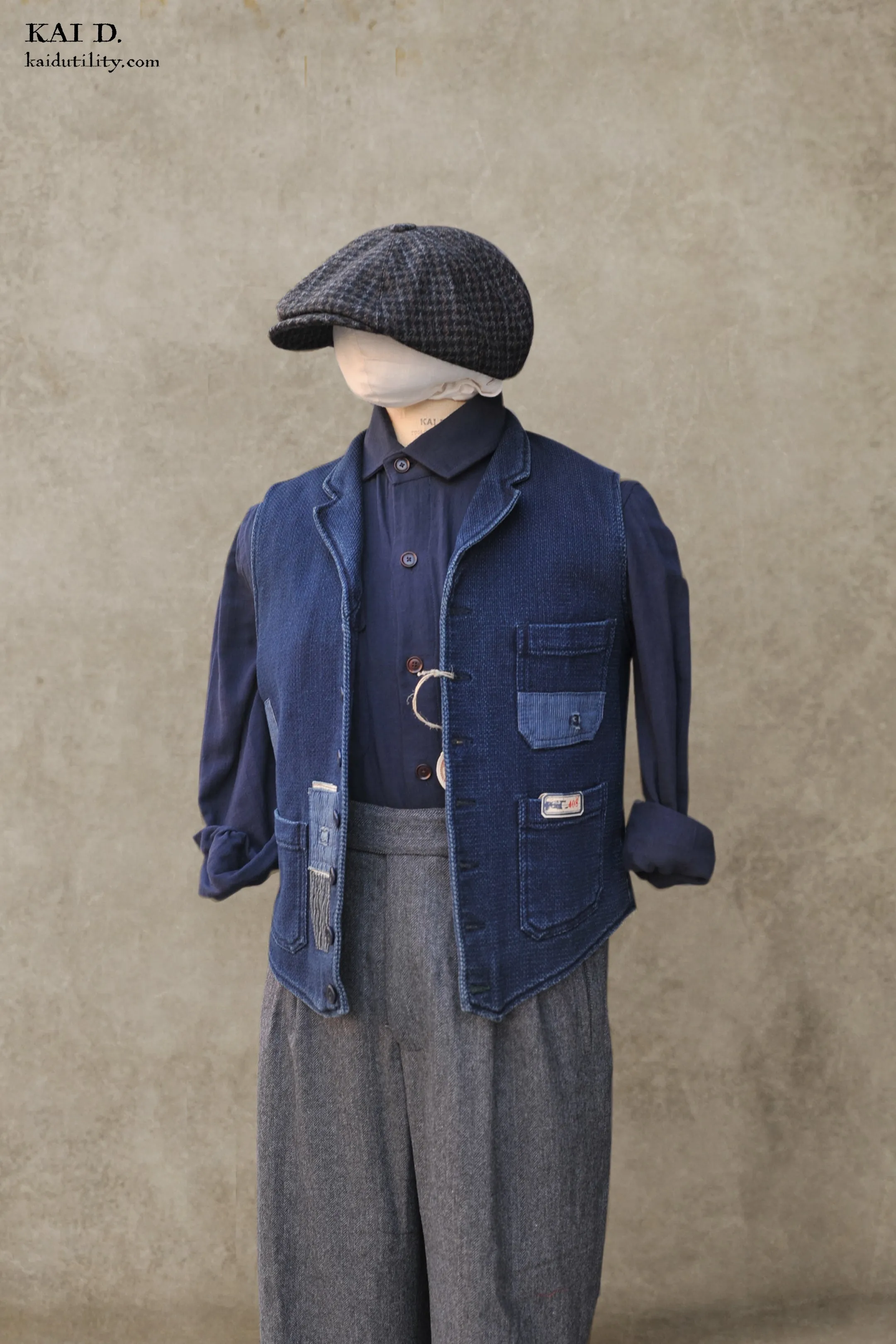Hand Patched Boro Vest - Deep indigo - S
