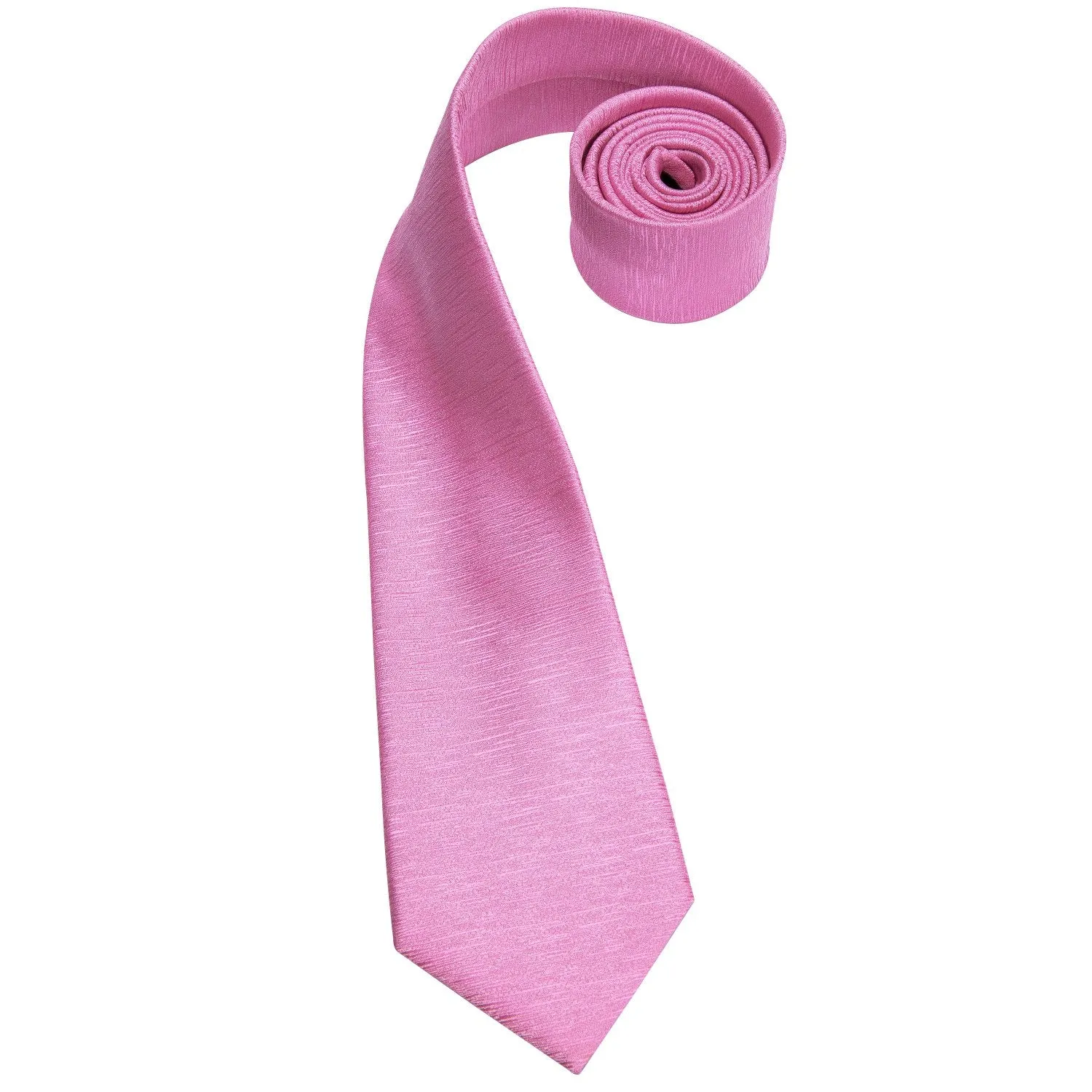 Hi-Tie Solid Necktie Baby Pink Solid Tie Pocket Square Cufflinks Set