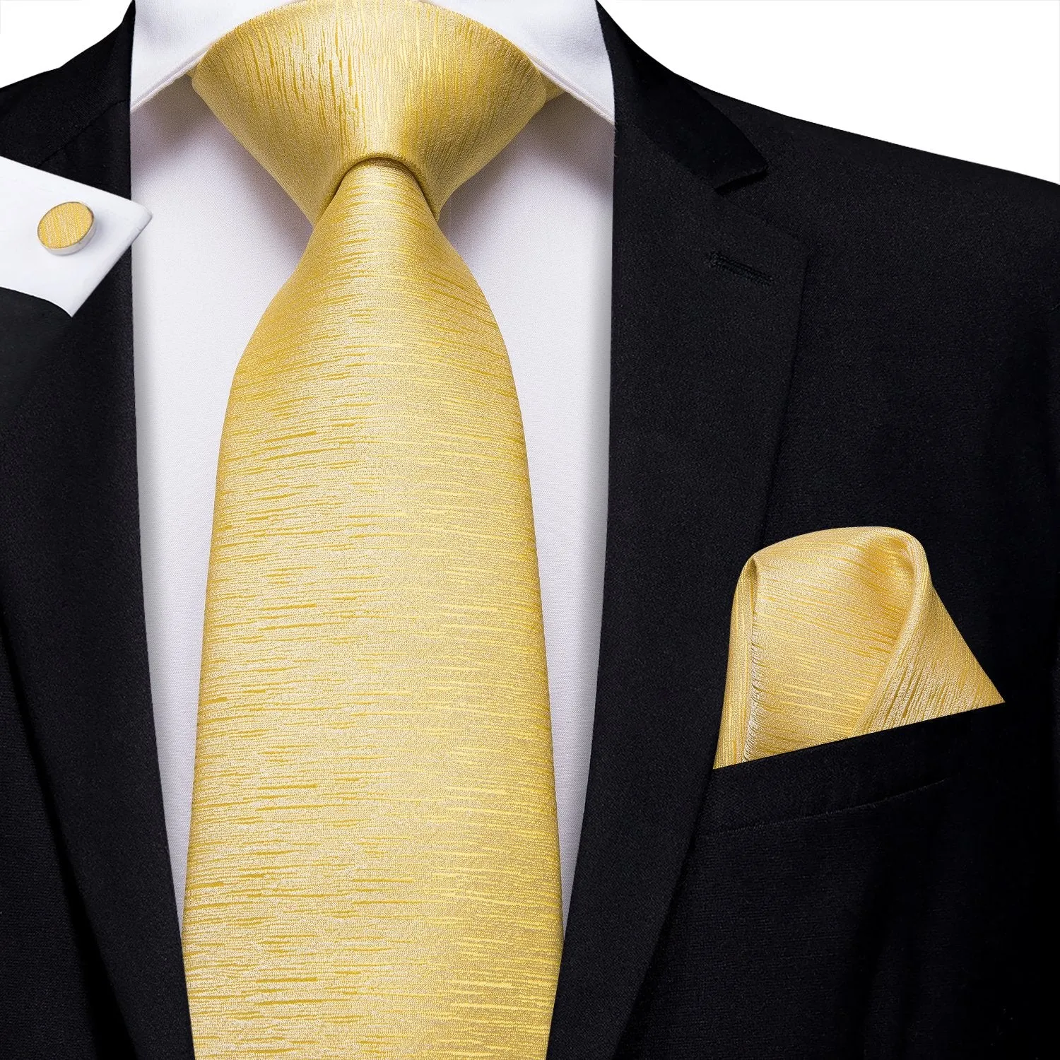 Hi-Tie Solid Necktie Baby Pink Solid Tie Pocket Square Cufflinks Set