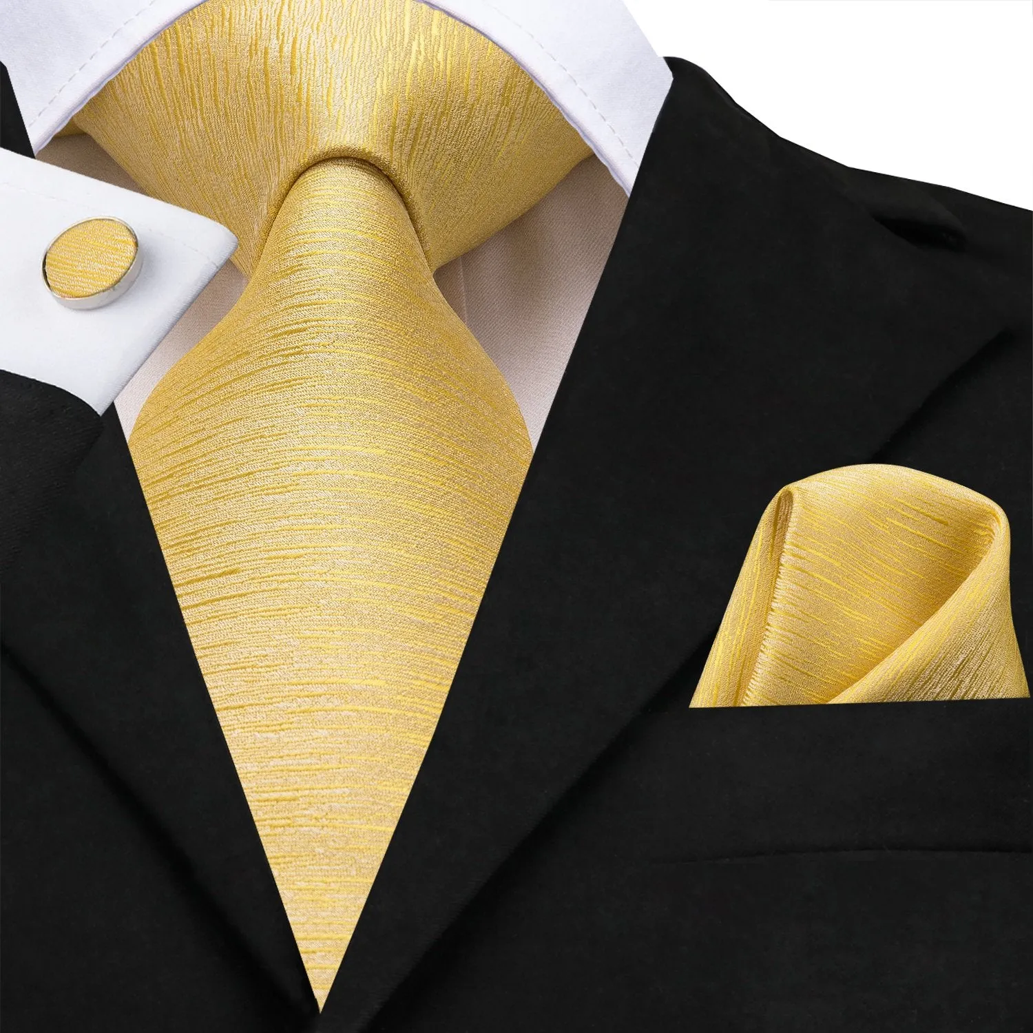 Hi-Tie Solid Necktie Baby Pink Solid Tie Pocket Square Cufflinks Set