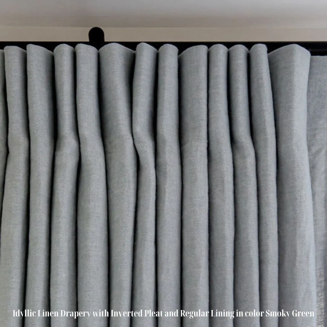 Idyllic Linen Swiss Coffee, Inverted Pleat, BLACK OUT LINING