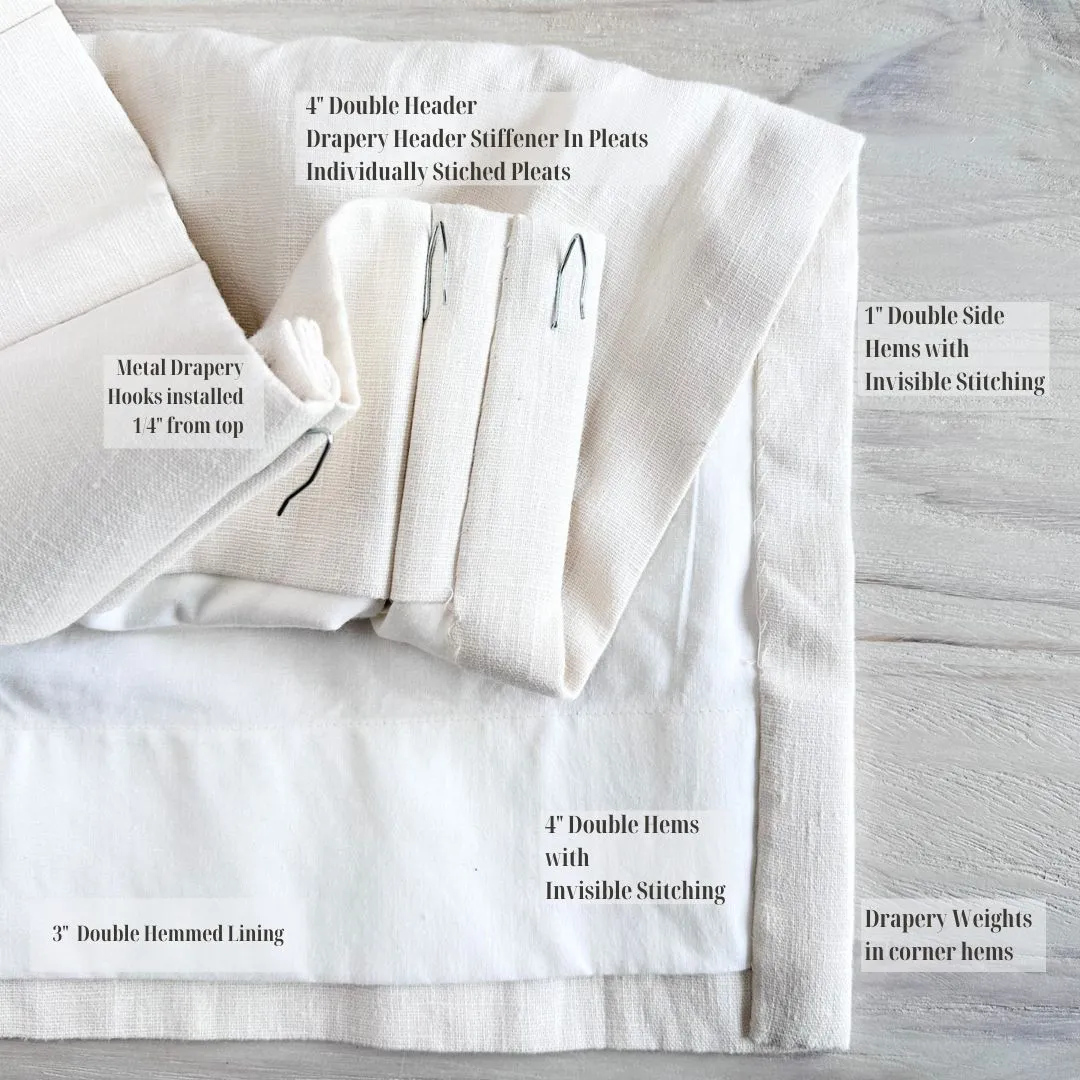 Idyllic Linen Swiss Coffee, Inverted Pleat, BLACK OUT LINING