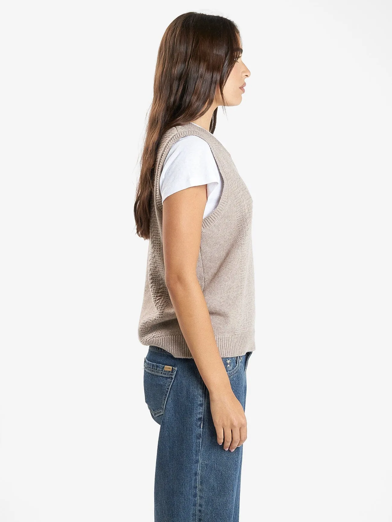 Imperial Jacquard Knit Vest - Sand