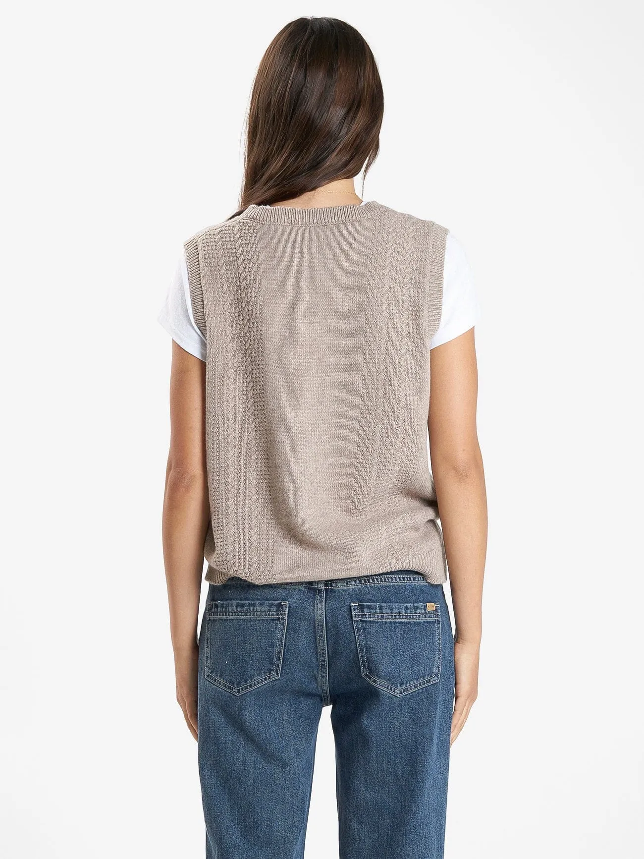 Imperial Jacquard Knit Vest - Sand