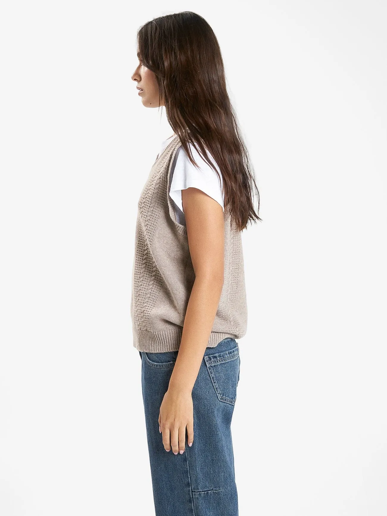 Imperial Jacquard Knit Vest - Sand