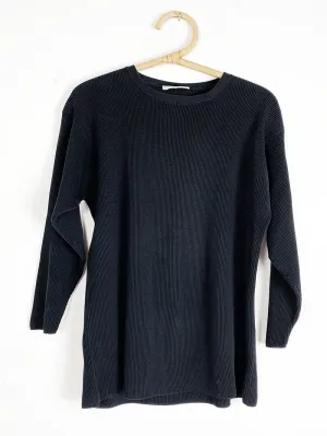 MarcoPecci Black Ribbed Cropped Sleeve Sweater