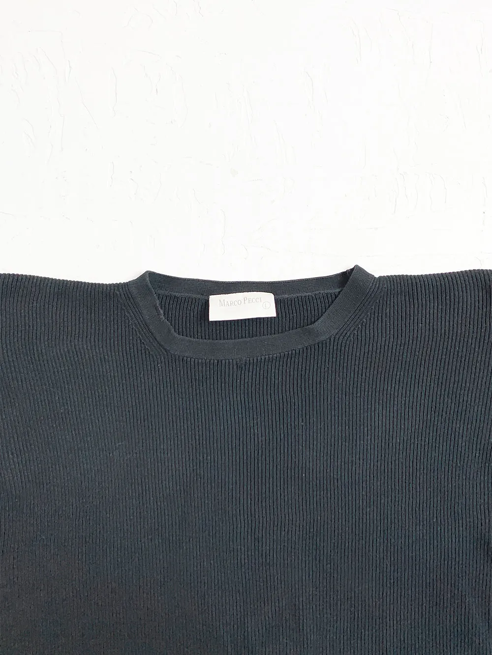MarcoPecci Black Ribbed Cropped Sleeve Sweater