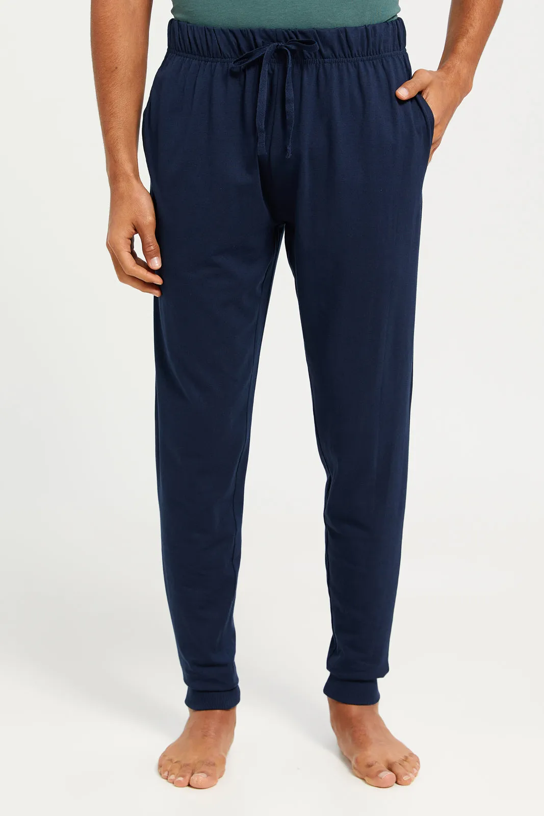 Men Green And Navy Pyjama Set (2 Piece)