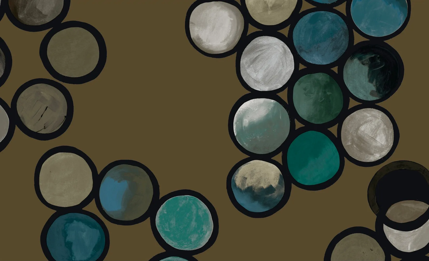Ombré Circle Wallpaper - Khaki & Petrol
