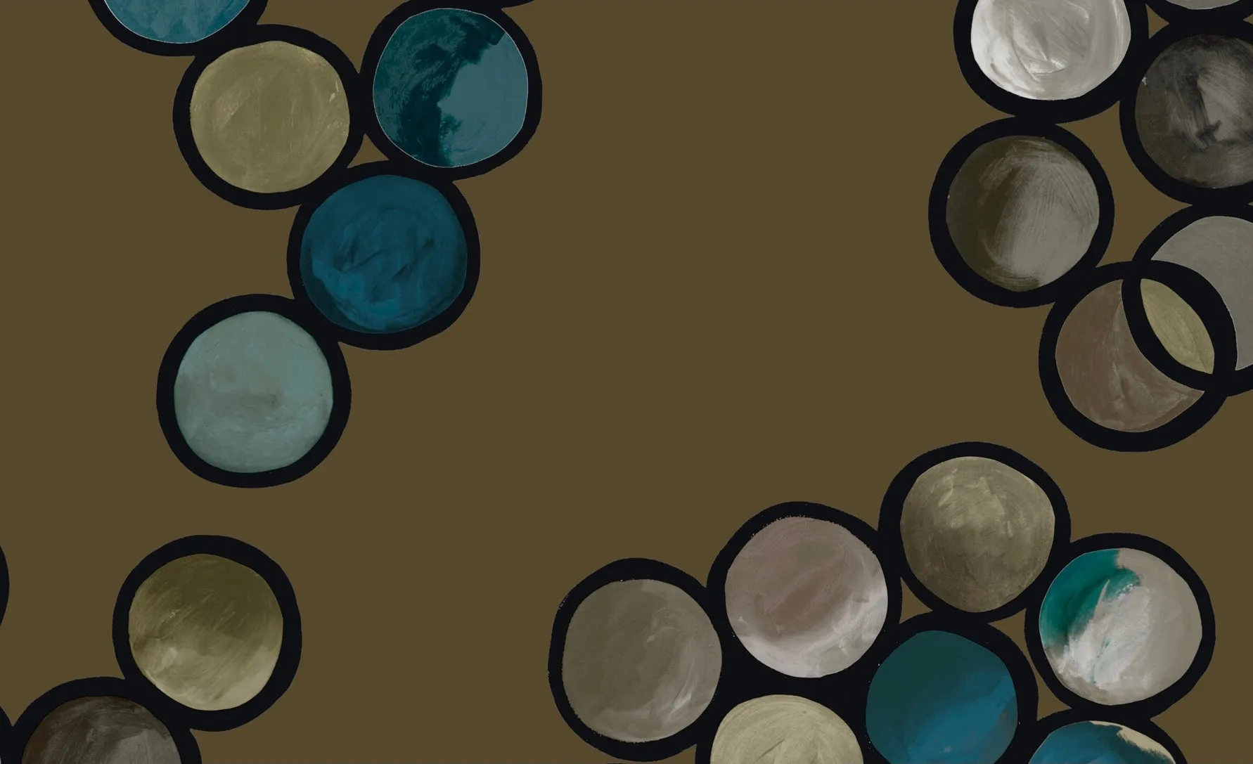 Ombré Circle Wallpaper - Khaki & Petrol