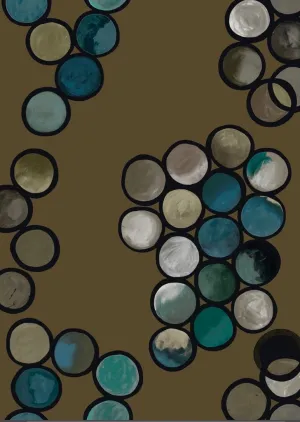 Ombré Circle Wallpaper - Khaki & Petrol