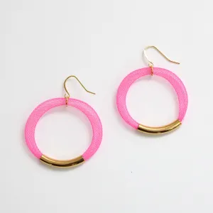Pink Mesh Hoop Earring Gold