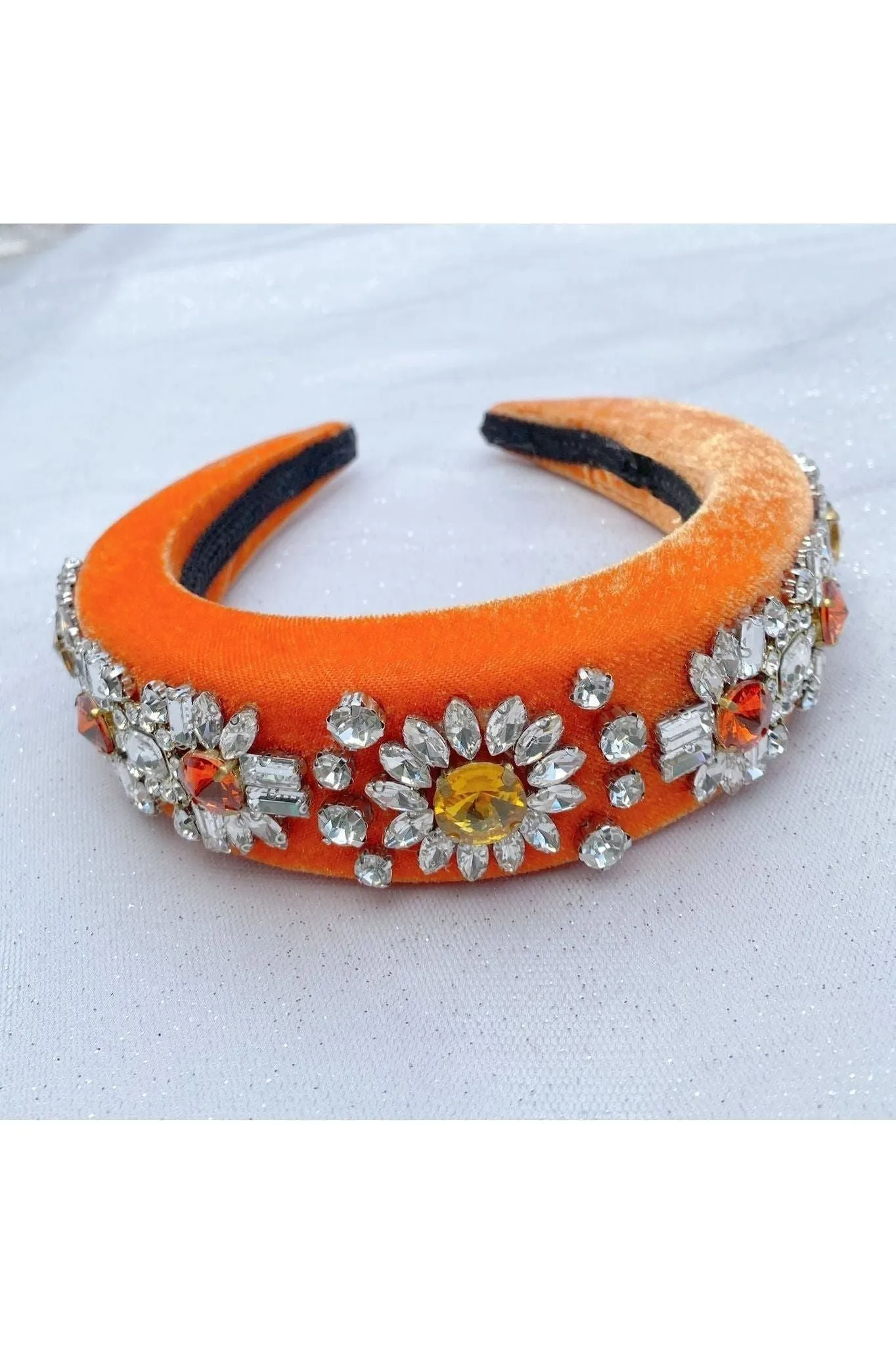 QueenMee Accessories Orange Headband Jewelled Headband Featured In Heat Magazine