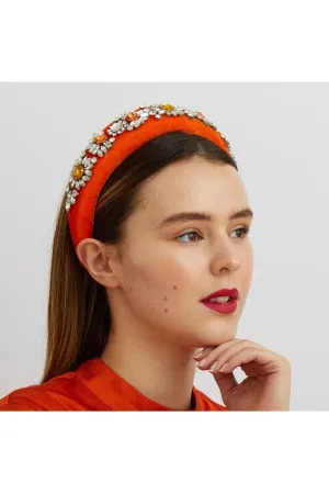 QueenMee Accessories Orange Headband Jewelled Headband Featured In Heat Magazine