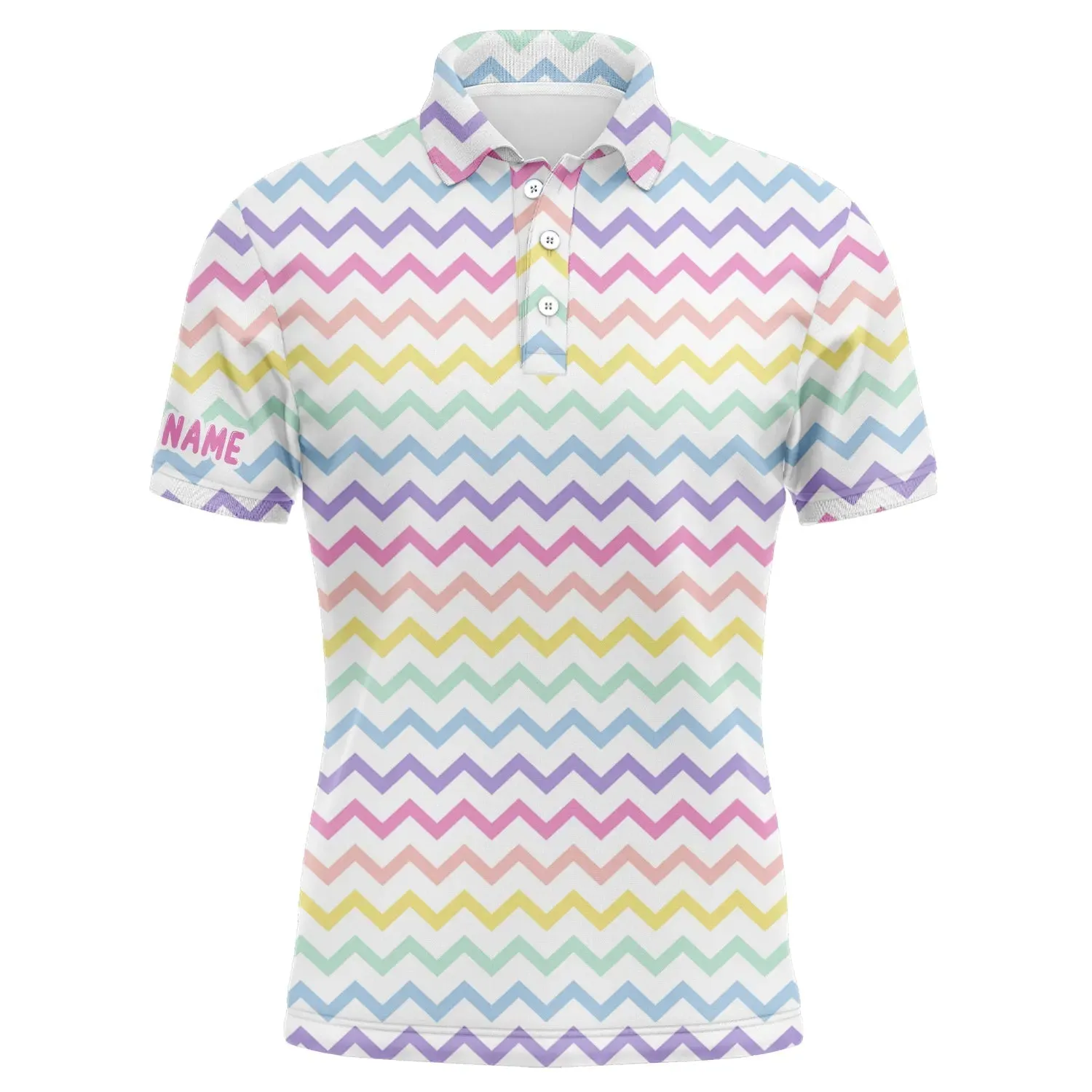 Rainbow Colors Pattern Golf Shirts Custom Name Mens Golf Polo Shirts, Mens Golf Polo Tops