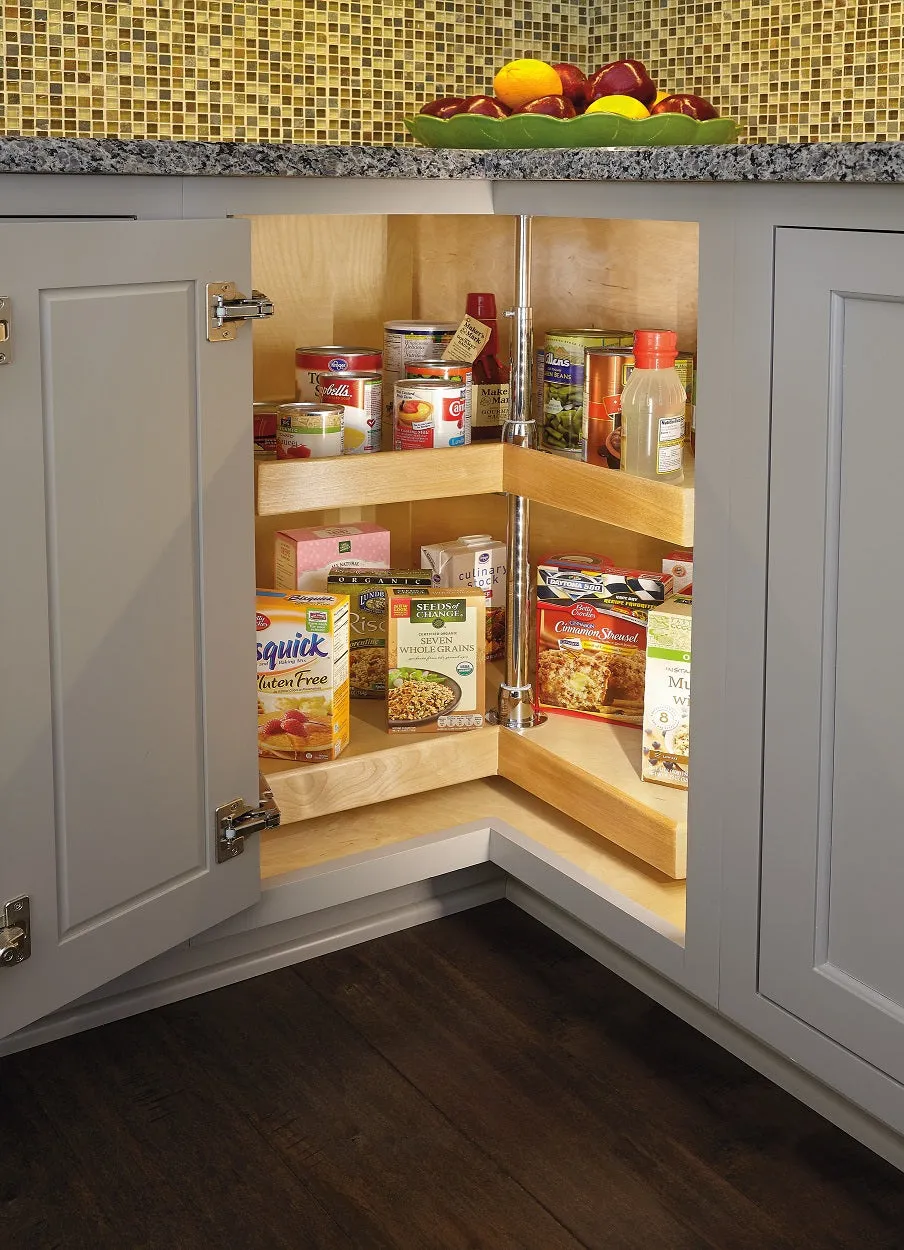 Rev-A-Shelf 18" Natural Wood Kidney Lazy Susans 2-Shelf LD-4NW-472-18-1