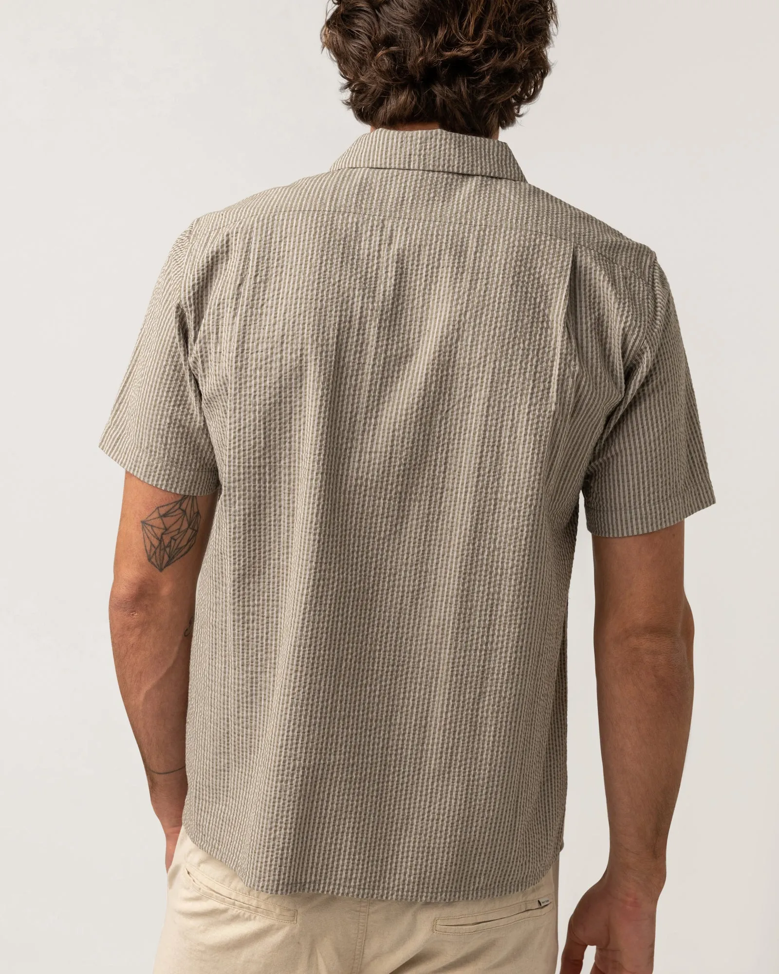 Seersucker Stripe SS Shirt Sage