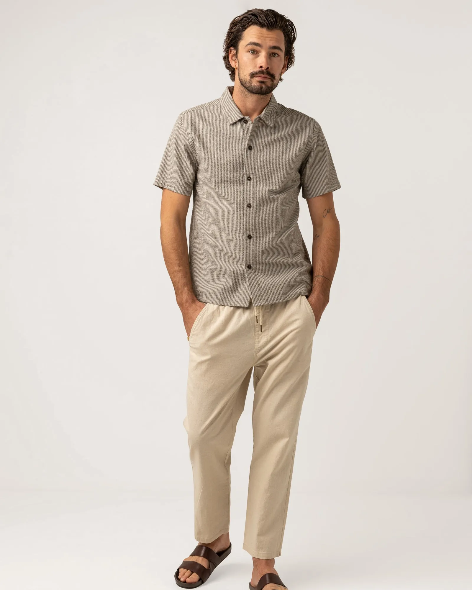 Seersucker Stripe SS Shirt Sage