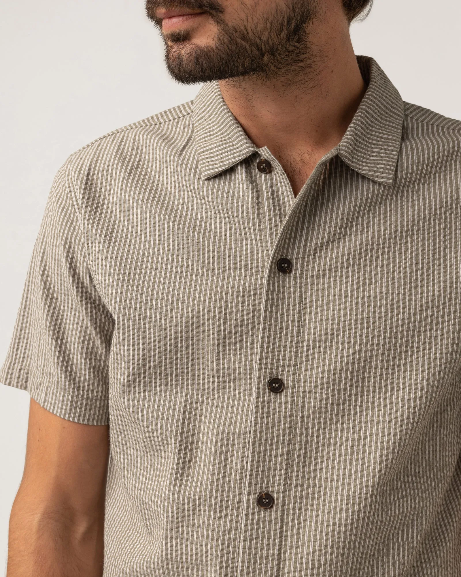 Seersucker Stripe SS Shirt Sage