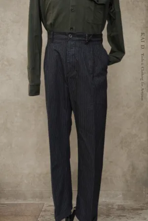 Sune Wide Cut Pleated Trousers - Black Pin - S, M, L, XL