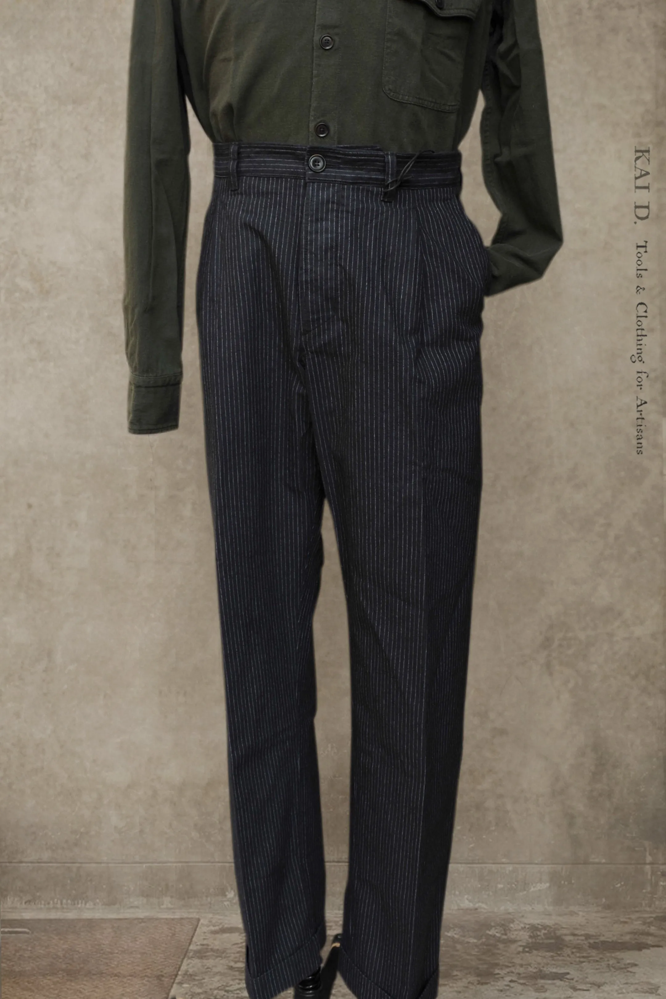 Sune Wide Cut Pleated Trousers - Black Pin - S, M, L, XL