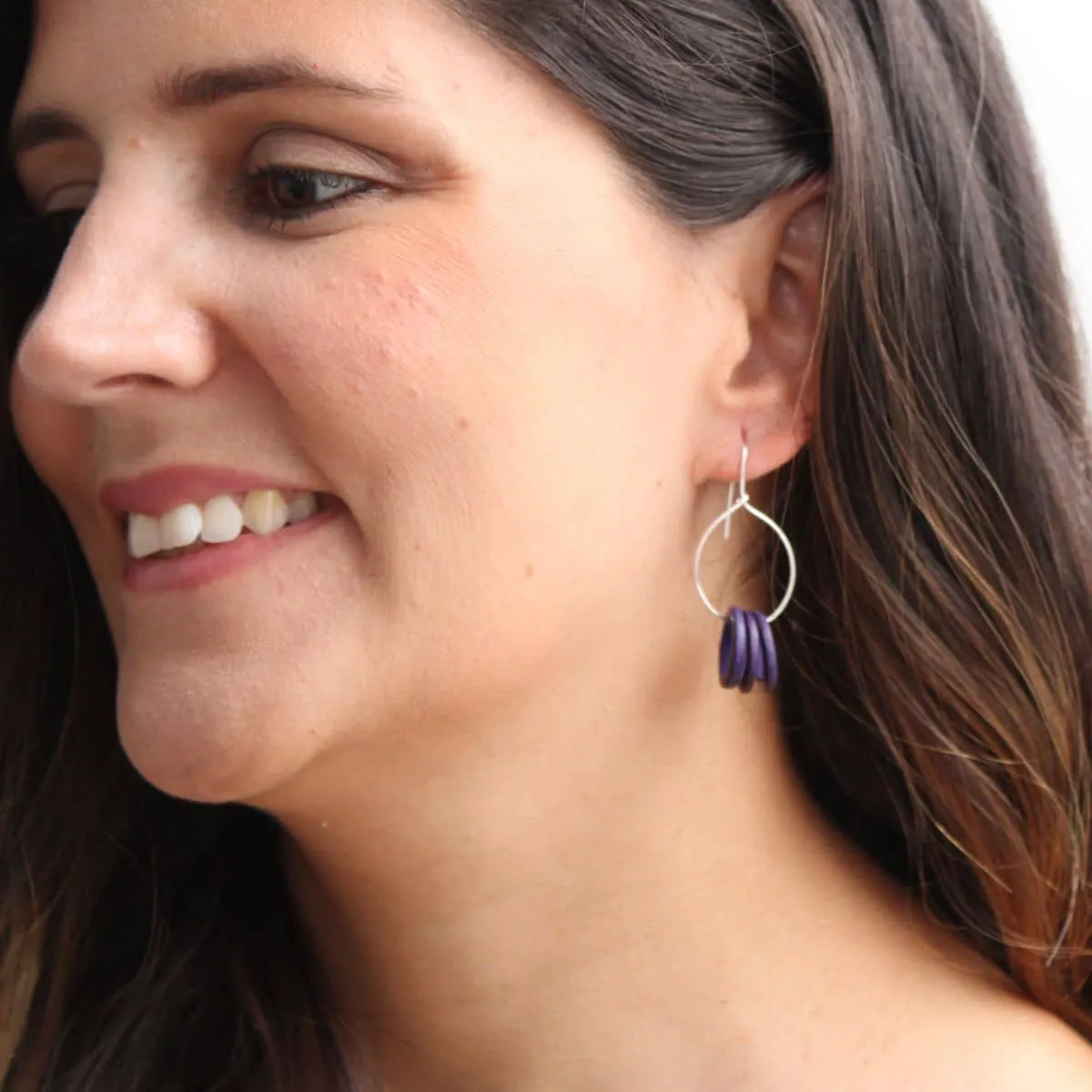 Taupe Circle Dangle Earrings