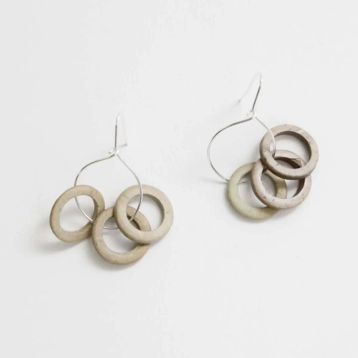 Taupe Circle Dangle Earrings
