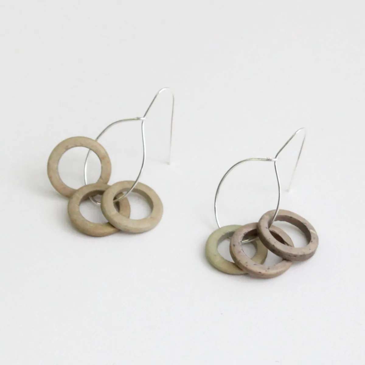Taupe Circle Dangle Earrings