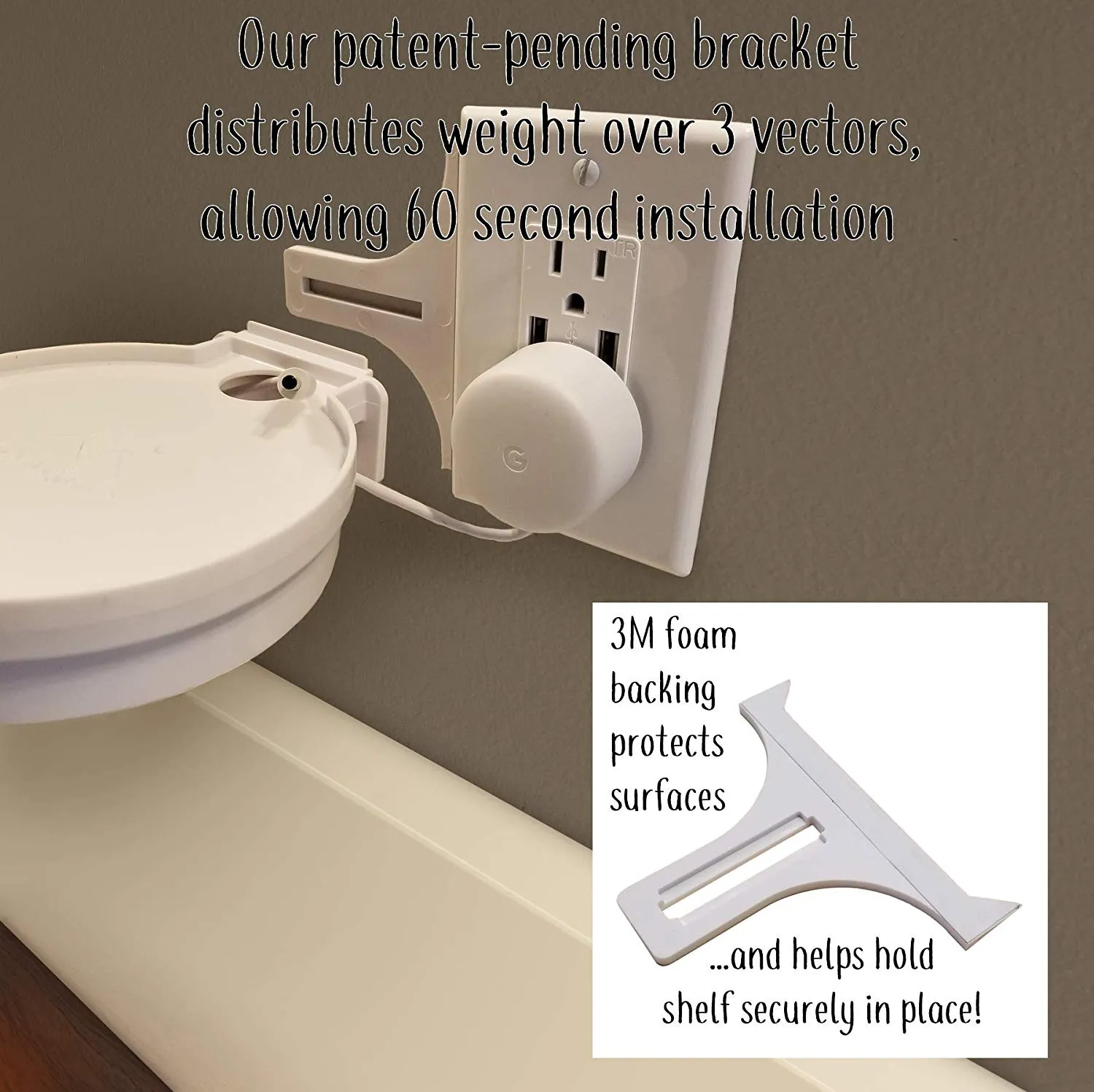 The Easy Outlet Shelf For Small Electronics Like Apple Home Pod Mini, Echo Dot 4th Gen, Google Home and more