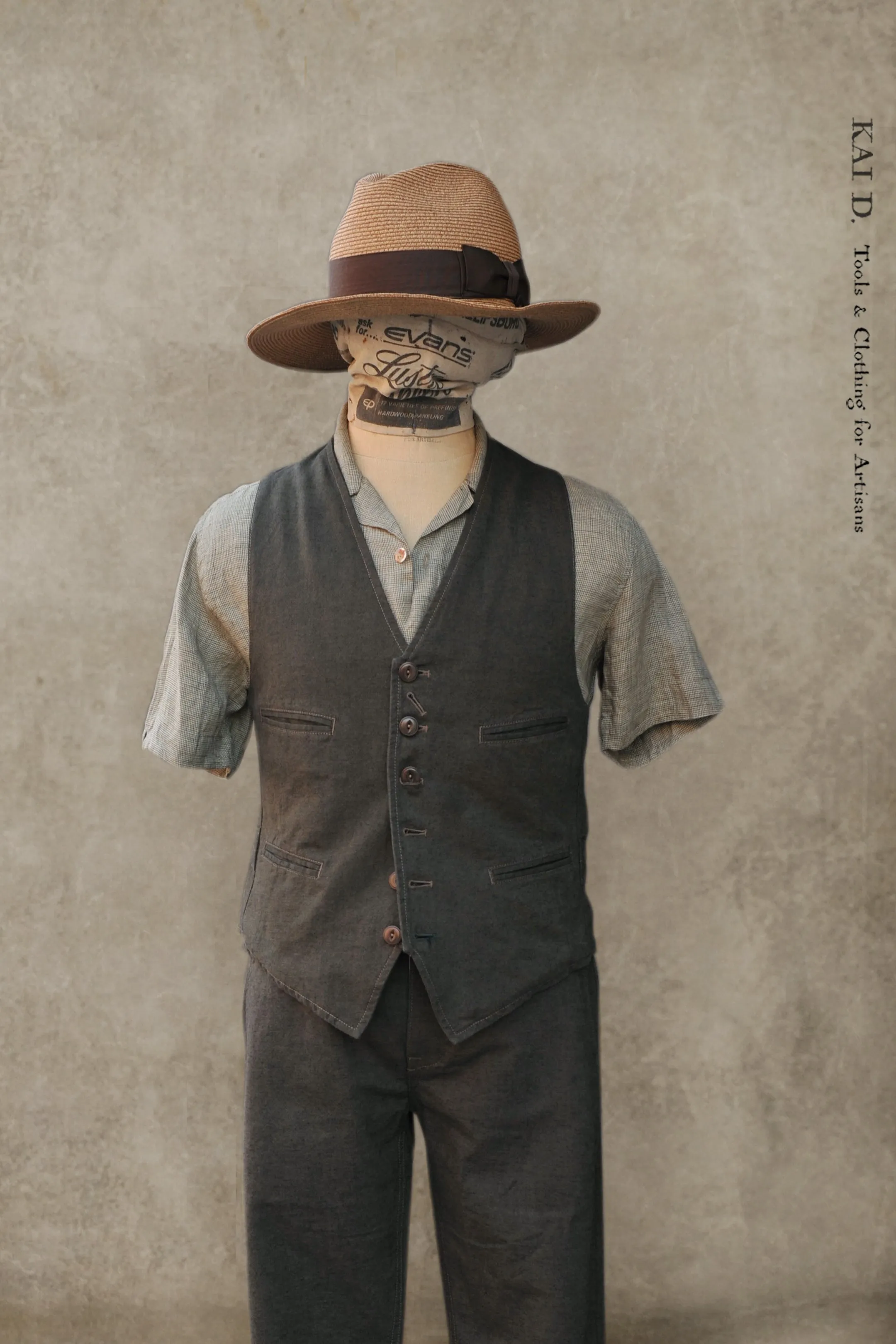 Tony Classic Vest - Green Cotton linen - M, L, XL