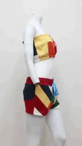 UPCYCLED Set of Top & Sexy Shorts Made Using Branded Trousers CR0043