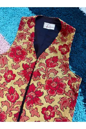 Vintage 60s Floral Carpet Vest