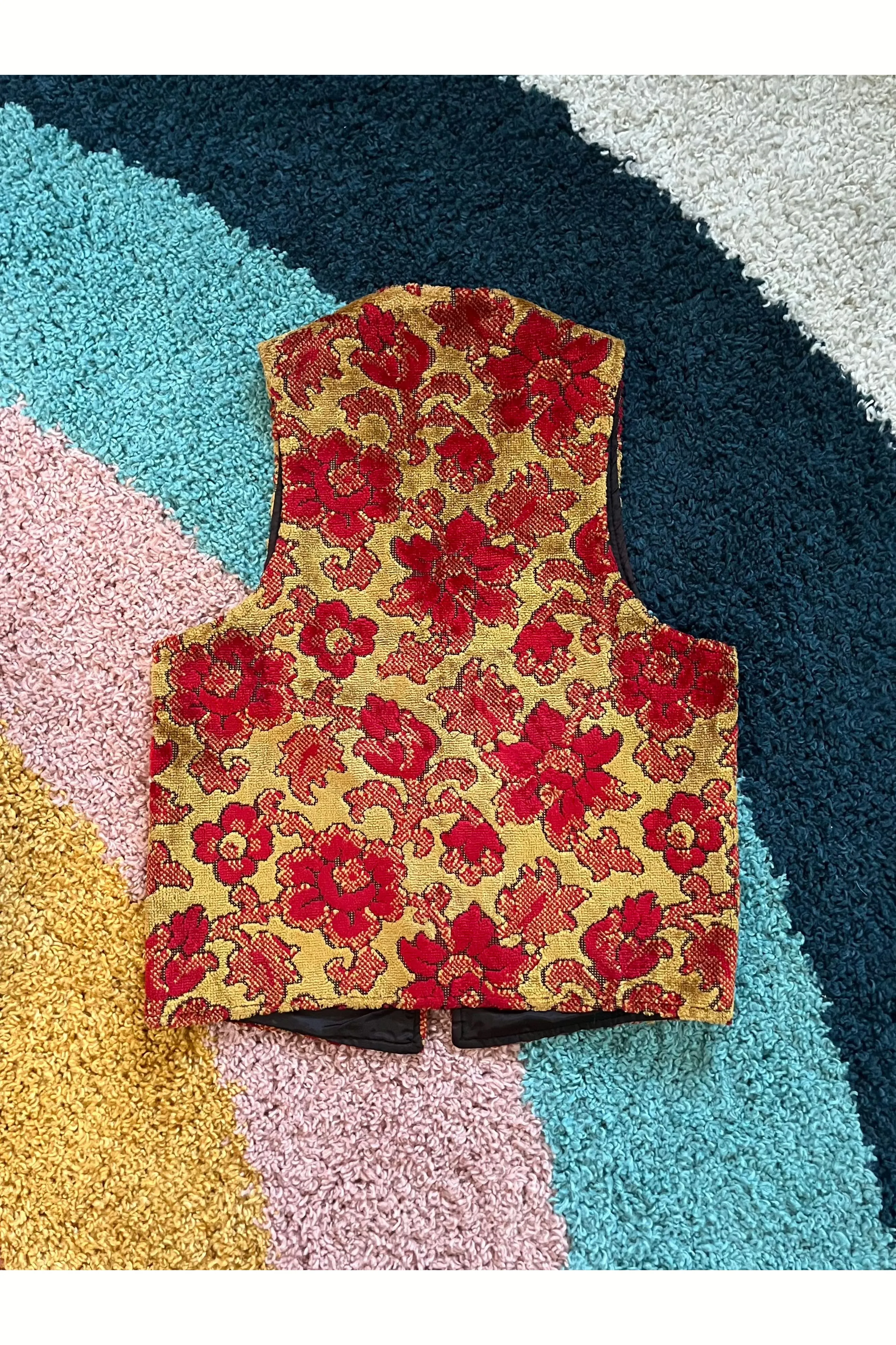 Vintage 60s Floral Carpet Vest