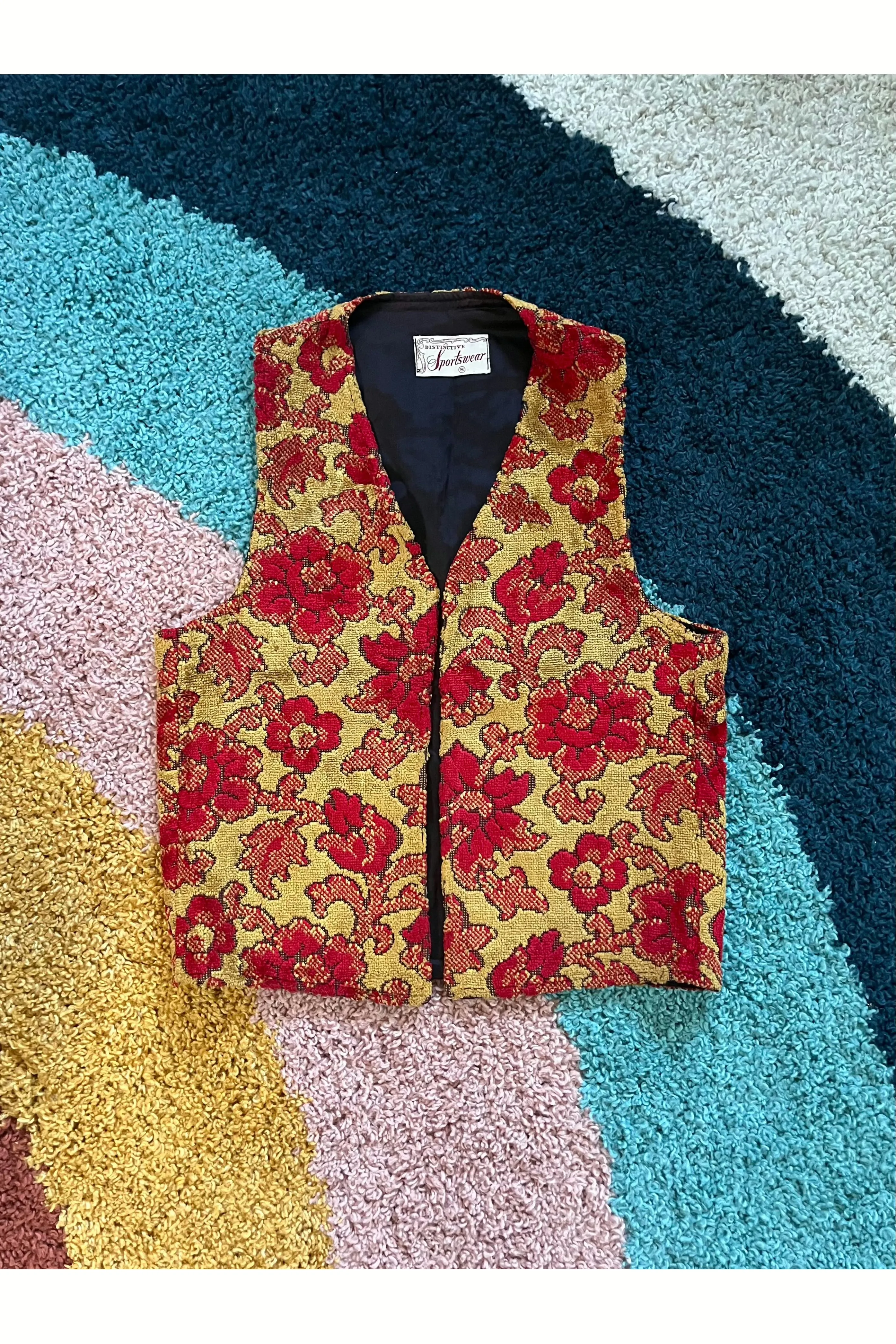 Vintage 60s Floral Carpet Vest