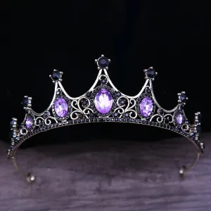 Vintage Gothic Crystal Crown Tiara Hair Accessories in Many Colors