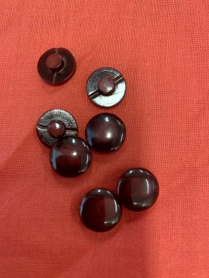 Vintage  Plastic Burgundy Shank Buttons -7x 12mm