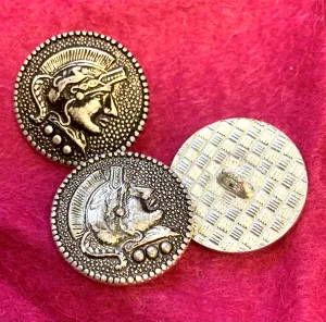 Vintage Round Silver Metal Shank "Emporia Head" Buttons 3 x 18mm