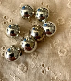 Vintage Small Silver Domed Plastic "Mirror Effect" Coated Shank Buttons 12mm x 7